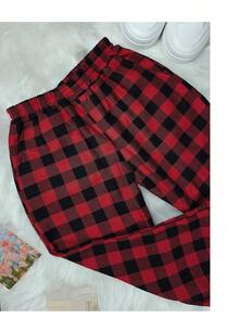 Checkered Flannel Jogger Pants Fashion Blogger - Ngọn lửa đỏ tươi - Xem 2