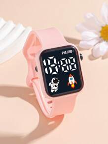 1pc Children/Student Fashionable Astronaut Design LED Electronic Watch With Date Display, Suitable For Everyday Use