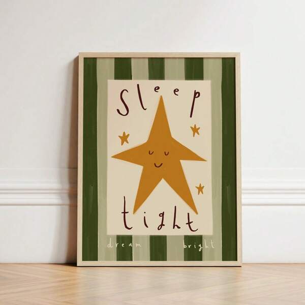 1pc Frameless Sweet Dreams Starry Night Print, Bohemian Star Wall Art, Cute Sleep Well Illustration, Dorm Wall Art, Home Decor, Party Decor & Best Gift Choice Minimalist Celestial Poster, Room Decor Bedroom, Decoration Bedroom, Prints For Wall, Back To School, Funkyposters, Boho Wall Decor