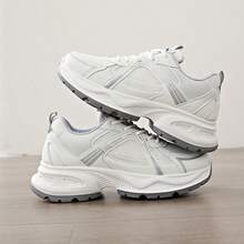 女士新款厚底运动鞋，轻便休闲鞋，小白鞋，网球鞋，百搭跑鞋，可爱时尚轻便厚底运动鞋 - 灰色 - 查看 3