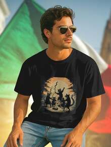Black Cat Magic Fire Party T Shirt Uomo Moda Casual Cotone Morbido Stampa Originale Idea Regalo Festa Giovane Fashion  Nuovo Arrivo Must Have