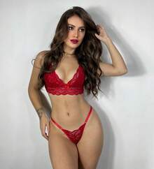 Hera Women's Lingerie Lace Set With Adjustable Sides - 紅色 - 查看 4