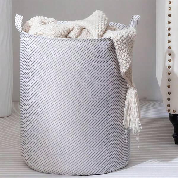 1 Pieza, Cesta de almacenamiento a rayas clásica, Cesta de almacenamiento plegable multifuncional, Cesta de almacenamiento ligera, Almacenamiento de artículos varios para la sala de estar, Almacenamiento de ropa para el baño, Cesta para ropa sucia, Adecuada para la sala de estar, el baño y los artículos varios de la cocina, Esencial para el hogar, Almacenamiento diario, Organización de ropa, accesorios, calcetines y ropa interior, Almacenamiento de juguetes, Almacenamiento de aperitivos.