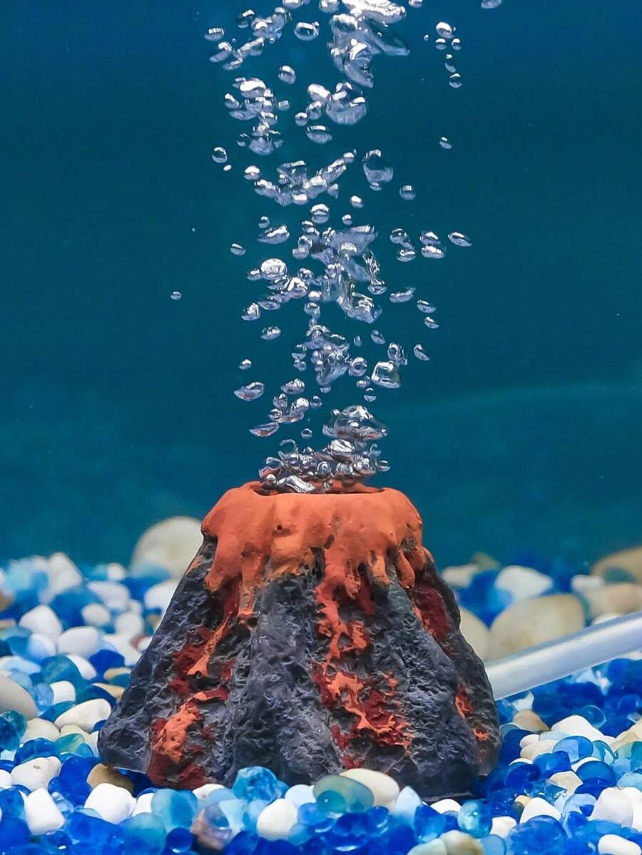 1 件鱼缸气泡增氧器水族箱火山气石装饰 ABS 火山气泡器带气石,小型鱼缸水族箱氧气配件,无软管,无电源 - 彩色 - 查看 1