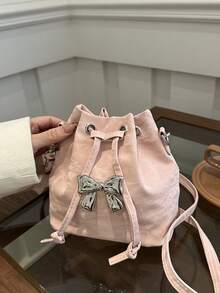 时尚韩版迷你托特包，百褶水桶包，新款单肩包，斜挎包 - 彩色 - 查看 19