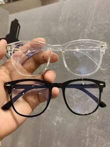 2pcs/1pc Retro Oval-Framed And Anti-Reflection Glasses For Both Men And Women, Protecting Your Eyes From TV Viewing And Computer Screens. Transparent Glasses Accessories (Excluding The Case)