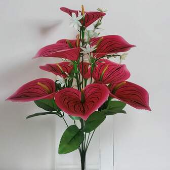 1 Bouquet Of Artificial Red Calla Lily Flowers, Suitable For Office, Restaurant And Living Room Decor, Artificial Plants, Home Plastic-Free Flowers