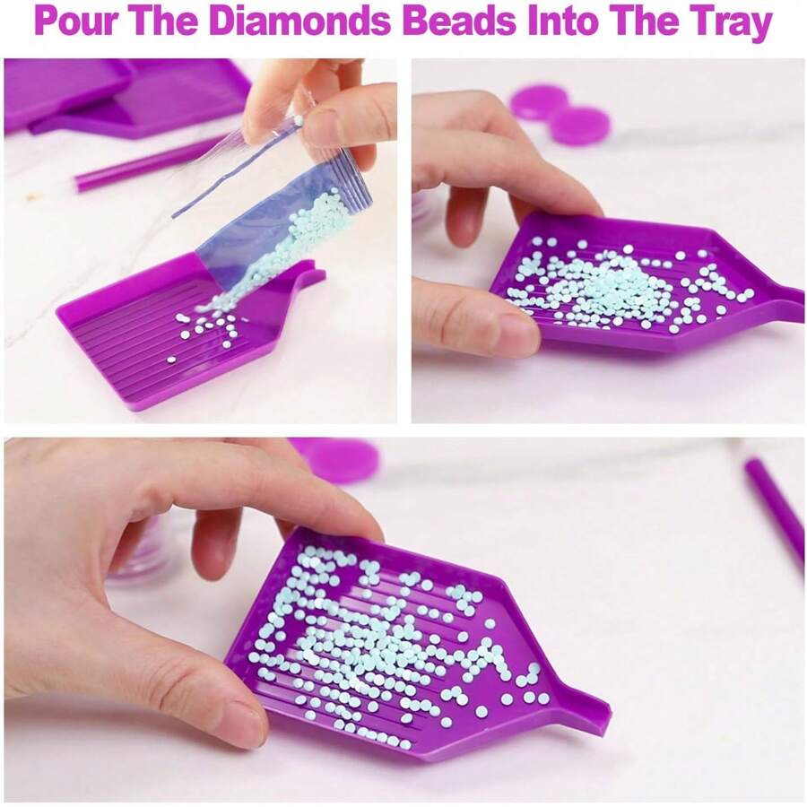 13pcs Diamond Painting Art Accessories, V-Shaped Corner Opening Diamond Art Trays Kits For Adults With Diamond Painting Pen And Wax Glue, Rhinestone Bead Tray For Diamond Painting Dotz Tools Storage - 1 - 查看 1