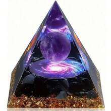 1pc Pyramid Of Positive Energy, Amethyst Crystal Ball With Protective Crystal Energy Generator, For Stress Relief, Healing Meditation And Attracting Wealth, For Interior Decoration, Perfect Gift Birthday Gifts Graduation