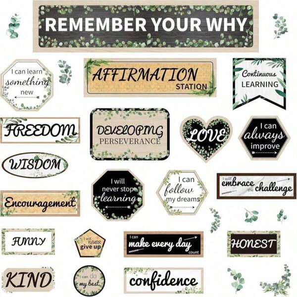 Vcekract 28 PCS Affirmation Station Bulletin Board Set, Growth Mindset Posters Classroom Bulletin Board Positive Decor, Inspirational Bulletin Board For School Classroom Decoration Supply