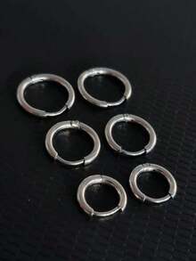 Brinco Argola Fina 3 Pares Diversos Tamanhos Prata Unissex Aço Inoxidável - Prata - Visão 1