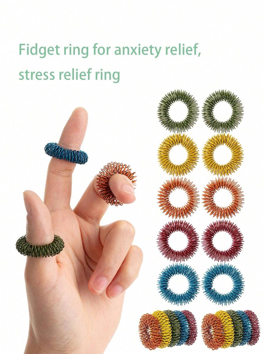 Mr. Pen- Spiky Sensory Rings, 10 Pack, Colorful Stress Relief Fidget Sensory Toys, Fidget Rings, Fidget Ring For Anxiety, Stress Relief Rings, Massager For Fidget ADHD Autism, Sensory Ring