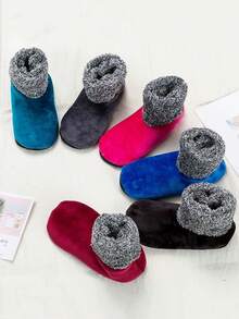 Tất đi trong nhà cổ ngắn 193D mùa đông bằng vải nhung mềm mại, lót nhiệt dày dặn, đế chống trượt, quà tặng Giáng sinh cho nữ - Không khuôn - Xem 7