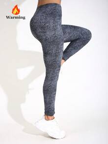 1-pack damleggings med termofoder i grått, europeiskt och amerikanskt mode, avslappnat, minimalistiskt och elegant, hög elasticitet, bantande, enfärgade, smala byxor, lämpliga för hemmabruk, träning, yoga, fitness, utomhuspromenader, fest, present - Grå - Visa 7