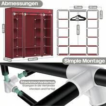 Heavy Duty Fabric Wardrobe With Rod And Shelves, Includes 5 Hangers, Foldable Fabric Bedroom Closet, Walk-In Closet With Clothes Rack, 150 X 45 X 175 Cm, Burgundy