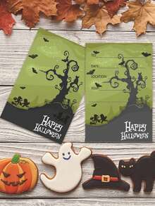 10 piezas Tarjetas de decoración de Halloween, Tarjetas de invitación con temática de casa embrujada y murciélagos, Tarjetas de felicitación para fiestas