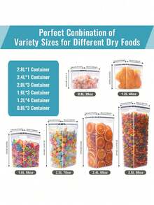 30pcs Closed Food Storage Containers With LIDS, Plastic Kitchen Pantry Organization And Storage, Dry Cargo Containers For Cookies, Grains, Pasta, Flour, Sugar, Labels, Markers, Dishwasher, Plastic Food Storage Containers - 黑與白 - 查看 3