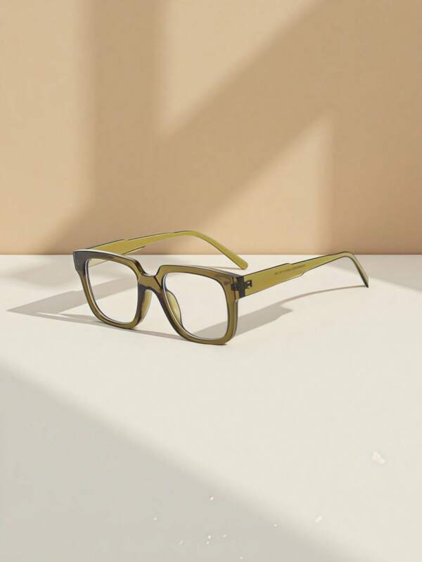 1pc Retro Transparent Frame Y2K Square Decorative Glasses, Transparent Gray Frame Glossy Black Lens Fashion Glasses, Women's Accessory Glasses, Suitable For Holidays, Parties, Back To School, Driving, Reading, Birthday