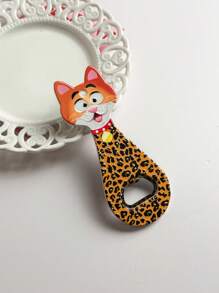 1pc Customizable Cute Cat Or Dog Head Embossed Gold Foil Art Dual-Use Bottle Opener And Fridge Magnet For Home Decoration, Daily Use Or Festival Gifts Birthday Graduation