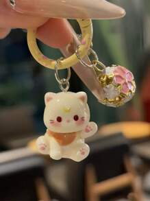 [6/1包]新款立体猫卡通铃铛钥匙扣学生书包挂件可爱女生书包配件配饰闺蜜礼物 - 貓咪卡通鈴鐺鑰匙扣 - 查看 4