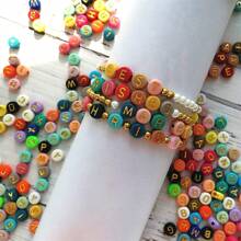200PCS Acrylic A-Z Alphabet Beads For Bracelets, 4x7mm Round Letters Beading Kits For DIY Jewelry Making, Colorful Smile Face & Heart Friendship Bracelet Making Kit