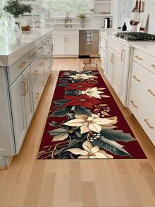 1pc Vintage Floral Kitchen Mat, Modern Farmhouse Absorbent Quick Dry Kitchen Carpet, Indoor Hallway Rug - Red, Runner Rug, Mudroom Doormat, Modern Farmhouse Absorbent Quick Dry Kitchen Carpet - Multicolor - View 4