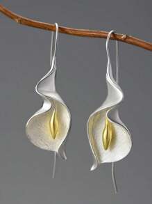 1 件优雅的法式复古风马蹄莲花项链，适合女士，合金开口袖口设计，适合派对、宴会和送礼 - 四季配饰 - 彩色 - 查看 4