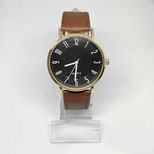 Men's Brown Leather Watch - Khaki - View 1