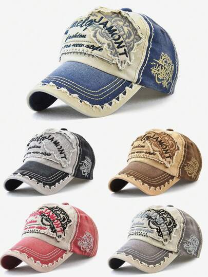 1pc Vintage Washed Embroidered Tiger Unisex Baseball Cap, Suitable For Summer Sun Protection And Winter Warmth, Wear All Seasons