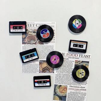 4 Pieces, Size 4.2*3cm, 4.2*4.2cm, Fridge Magnets, Vintage Cassette, Record Fridge Decoration Stickers, Refrigerator Magnets, Sticky Note Stickers, Vintage Style, For Fridge Decoration, Set Of 4, Decorative Memo Board, Message Board, Notepad, Fridge Notes, Diary, Weekly To-Do List, Weekly Planner, Daily Planner, Planning Notes, Gift Gifts Birthday Graduation
