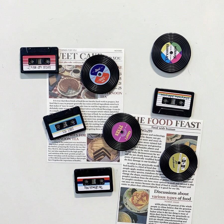 4 Pieces, Size 4.2*3cm, 4.2*4.2cm, Fridge Magnets, Vintage Cassette, Record Fridge Decoration Stickers, Refrigerator Magnets, Sticky Note Stickers, Vintage Style, For Fridge Decoration, Set Of 4, Decorative Memo Board, Message Board, Notepad, Fridge Notes, Diary, Weekly To-Do List, Weekly Planner, Daily Planner, Planning Notes, Gift Gifts Birthday Graduation