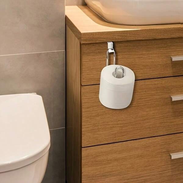 1pc Iron Toilet Paper Holder & Tissue Roll Rack, Wall-Mounted Bathroom Organizer, Rustproof Metal Construction, Space-Saving Design For Bathroom Decor, Fits Standard & Jumbo Toilet Paper Rolls, Bathroom Accessory For Home, RV, Hotel, Modern Style To Complement Bathroom Decor, Suitable For Summer Bathroom Renovation