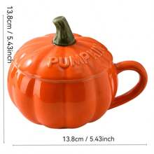 Kürbis Tasse mit Deckel & Löffel, süße Frühstückstasse, Keramiktasse, Wassertasse, neues Halloween Design