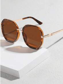 1pc Women's Retro Tortoiseshell Frame Fashion Glasses - Brown - View 6