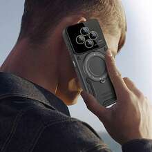 Redmi 14C 4G/Compatible Poco C75 4G Phone Case With Ring Holder, Large Window Design - Black - View 6