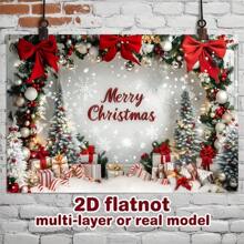 2D Flat, 1 Festive Christmas Party Banner -2D Polyester Background With Snow Scenery, Red Christmas Hat And Holiday Decorations, Suitable For Homes, Rooms Or Walls, Perfect For Holiday Celebrations And Photo Props, Christmas Decorations