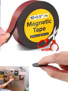 1 Roll Industrial Magnetic Tape, Acrylic Magnetic Strip, Self-Adhesive Rubber Soft Magnetic Strip, Educational DIY Craft Tape, Flexible Cuttable Magnetic Sticker, Curtain Partition Rubber Magnetic Strip, Strong Magnetic Force, Suitable For Handicrafts, Art Projects, Whiteboards, Refrigerator Magnets, Daily Office Supplies (Please Refer To The Video For Specific Usage Instructions) - Multicolor - View 3