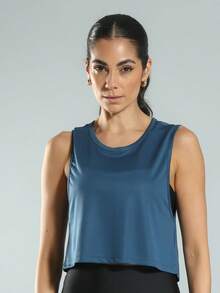 FITNATION Cropped Fitness Tank Top With DRYFIT Technology, Ideal For All Sports - 水鴨藍 - 查看 2
