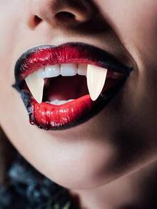 1/10 对万圣节吸血鬼僵尸假牙恶作剧玩具，派对獠牙服装化妆道具 - 彩色 - 查看 4