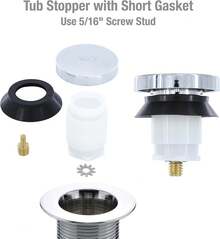 EstiloDanco, Cromado, 80811 Tope De Tina Con Punta TáCtil, 2 X 2 X 2.25 PulgadasVersióN Mejorada - Tapón para tina - Ver 10