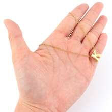 1件极简主义泡泡字母吊坠项链，不锈钢链，女士 - 金黃色氣泡 - 查看 3