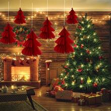 6 pezzi Decorazioni natalizie per albero di Natale a 3 strati 3D, adatte per uso interno/esterno durante le vacanze natalizie, decorazione per la cima dell'albero da giardino