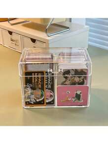1 pieza Caja de almacenamiento de tarjetas fotográficas (9/8/2/1 cuadrícula de especificaciones múltiples) Caja creativa para tarjetas fotográficas Estuche transparente para tarjetas de fotos de ídolos Organizador de almacenamiento de tarjetas Caja de almacenamiento de plástico Artículos de papelería escolar, regalos de Navidad para adultos/menores/adolescentes/estudiantes
