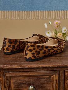 女士时尚尖头一脚蹬鞋，豹纹，休闲办公穿着，多功能，户外，高端美观，平底鞋，芭蕾平底鞋，派对，婚礼，一脚蹬 - 豹紋色 - 查看 5