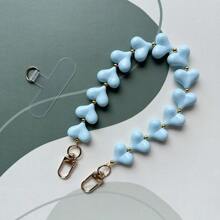 Fashion Solid Color Acrylic Peach Mobile Phone Lanyard Valentine's Day Heart Handmade Beaded Phone Strap