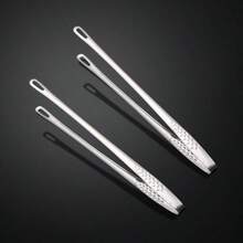 Stainless Steel BBQ Tongs - Long Heat Resistant Food Tongs For Grilling, Buffet, Kitchen - Silver - View 5