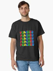 Super MarioS T-Shirt, Peaches Peaches Peaches T-Shirt, Comfy Cotton Graphic T-Shirt For Mens & Womens - Men's/Women's Round Neck Casual Top With Pop Culture Designs - All-Season Breathable Fabric - Ideal Gift For Anime Lovers & Everyday Comfort - 黑色 - 查看 1