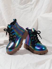 1 Pair Girls' Colorful Fabric Birthday Party Ankle Boots, Simple Non-Slip Fashion Item, Children's Boots, Holiday Gift - Multicolor - View 5