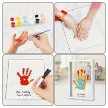 Christmas Family Handprint Craft Set, Wooden Photo Frame DIY Kit - A Perfect Gift For New Parents, Birthday, Graduation Home Decor New Year Gift - White - View 7