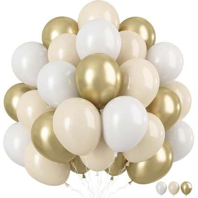 36pcs/Set Platinum Balloons, Champagne Gold And Ivory Latex Balloons, 10 Inch Bohemian Style Party Decorations, Suitable For Girls, Ladies Birthday, Wedding, Baby Shower, Bridal Shower, Engagement Anniversary
